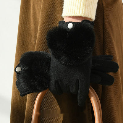 Winter New Cashmere Gloves For Women Black Average Size