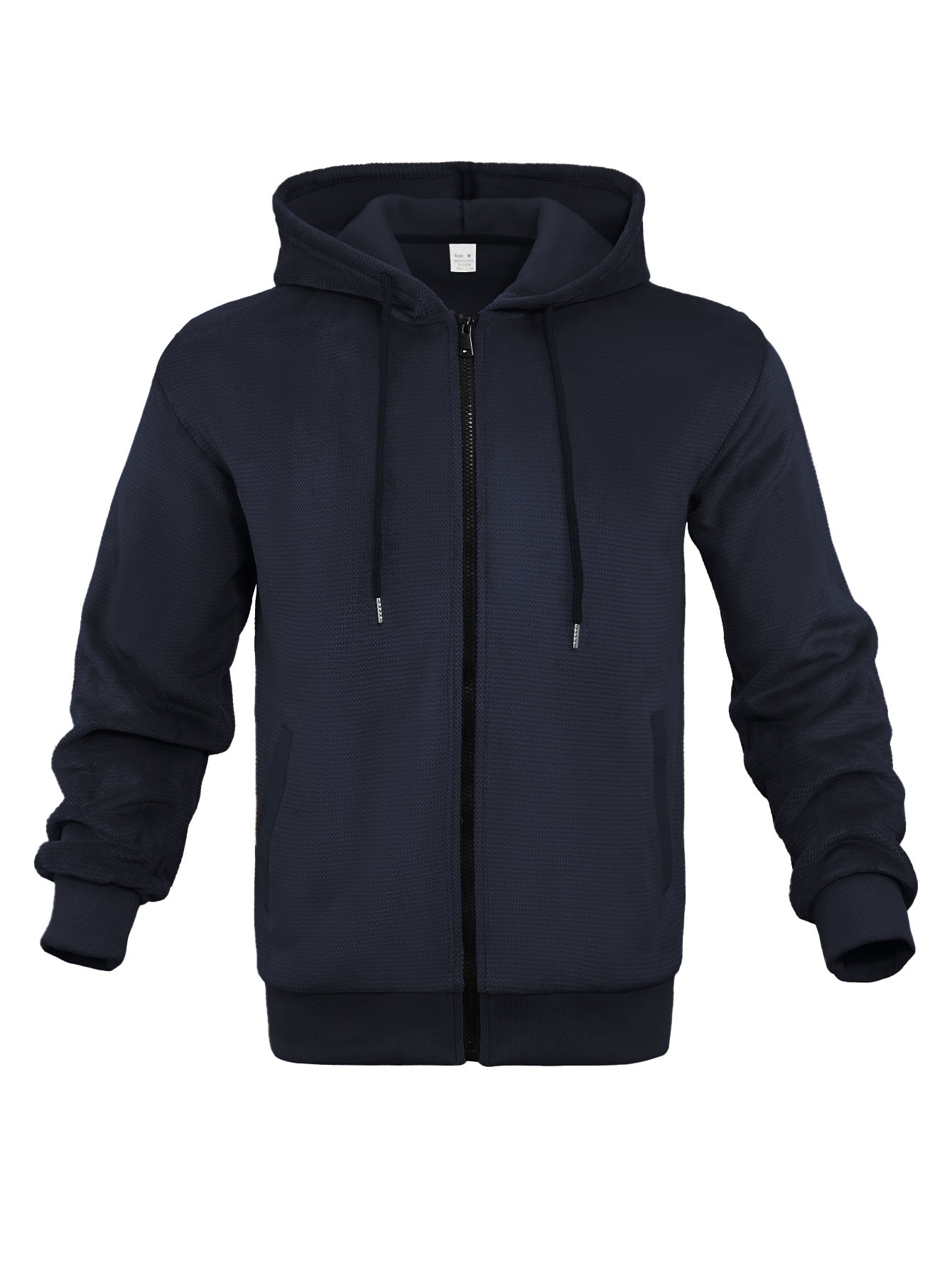 Fashion Casual Zippered Hooded Sweatshirt For Men Navy Blue