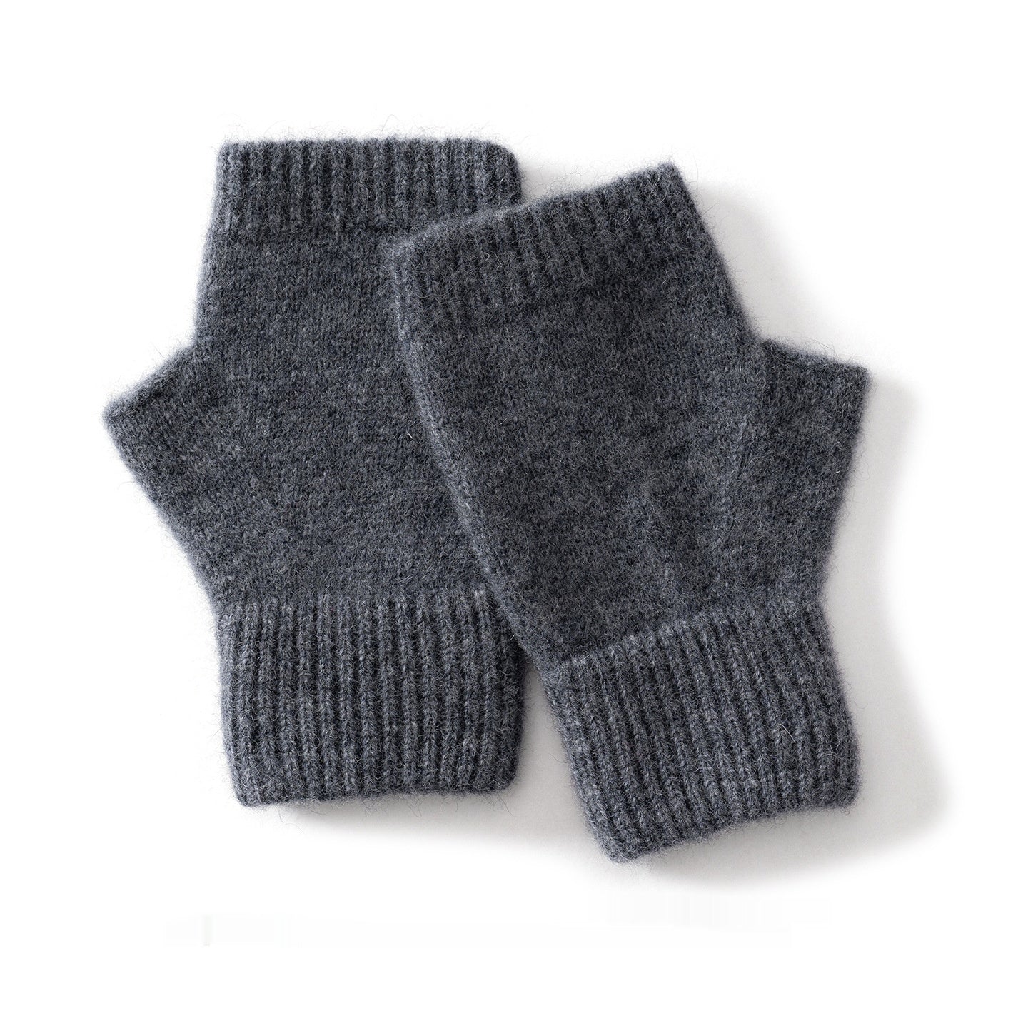 Australia Wool Warm Knitted Flat Flower Fingerless Cashmere Gloves Dark Gray Average Size