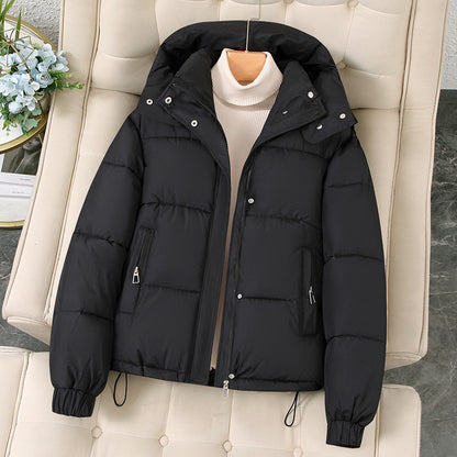 Hooded Thick Padded Coat For Petite Winter Jacket Black