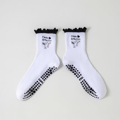 Women's Yoga Socks Professional Non-slip Black Lace Martini