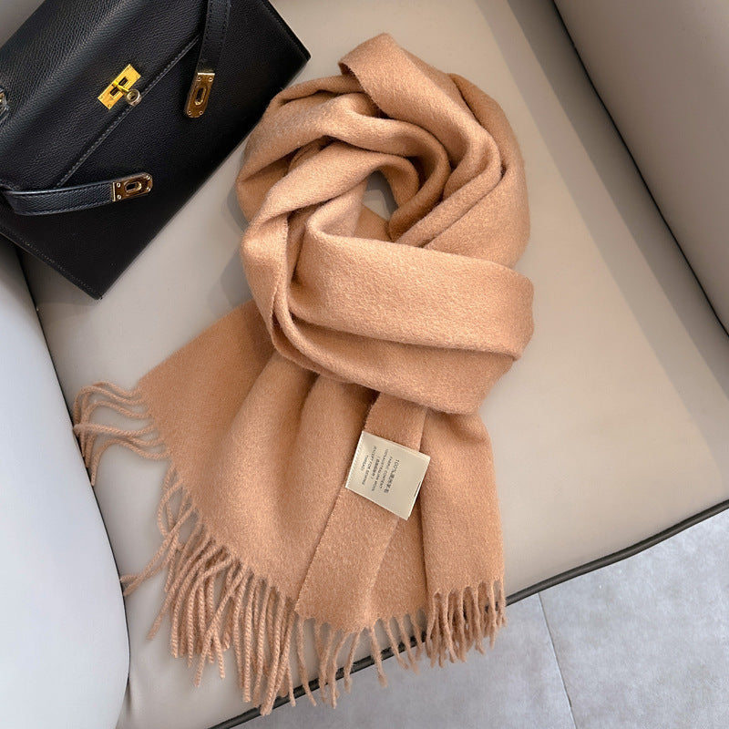 Personality Pure Wool Scarf For Women Deep Camel