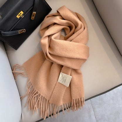 Personality Pure Wool Scarf For Women Deep Camel