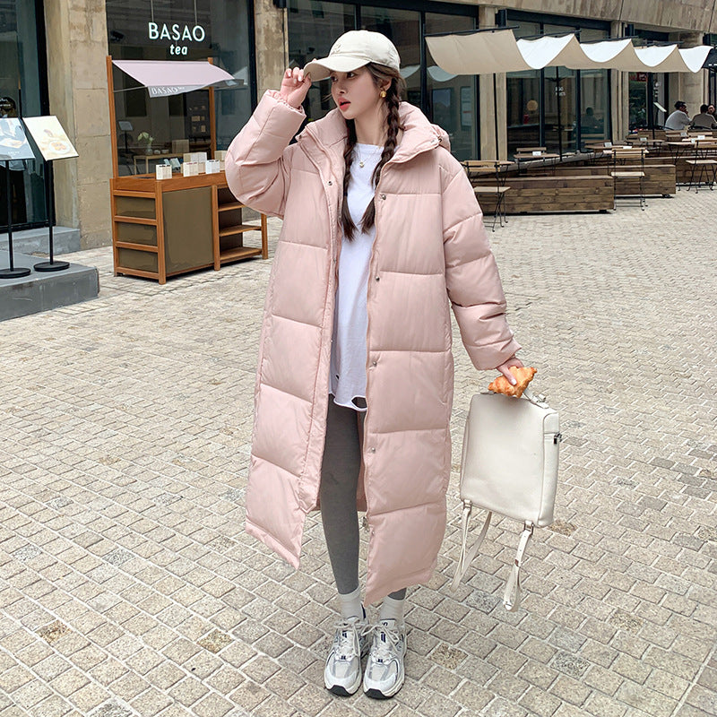 Women's Mid-length Over-the-knee Cotton Coat Pink