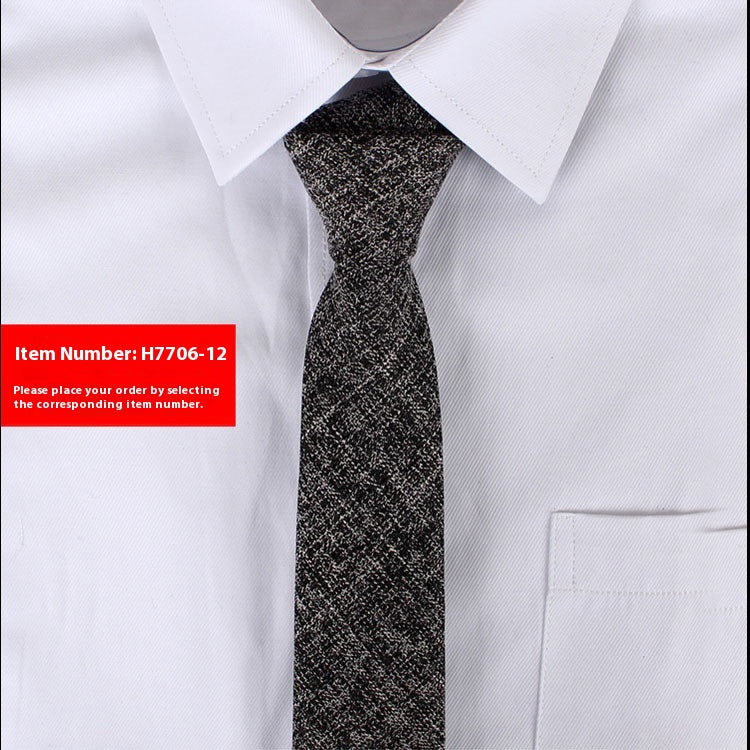 Solid Color Korean Style Narrow Cotton Men's 6cm Formal Wear Business Casual Wedding Tie H7706 12