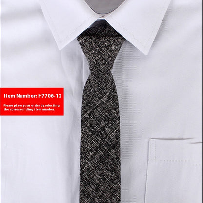 Solid Color Korean Style Narrow Cotton Men's 6cm Formal Wear Business Casual Wedding Tie H7706 12