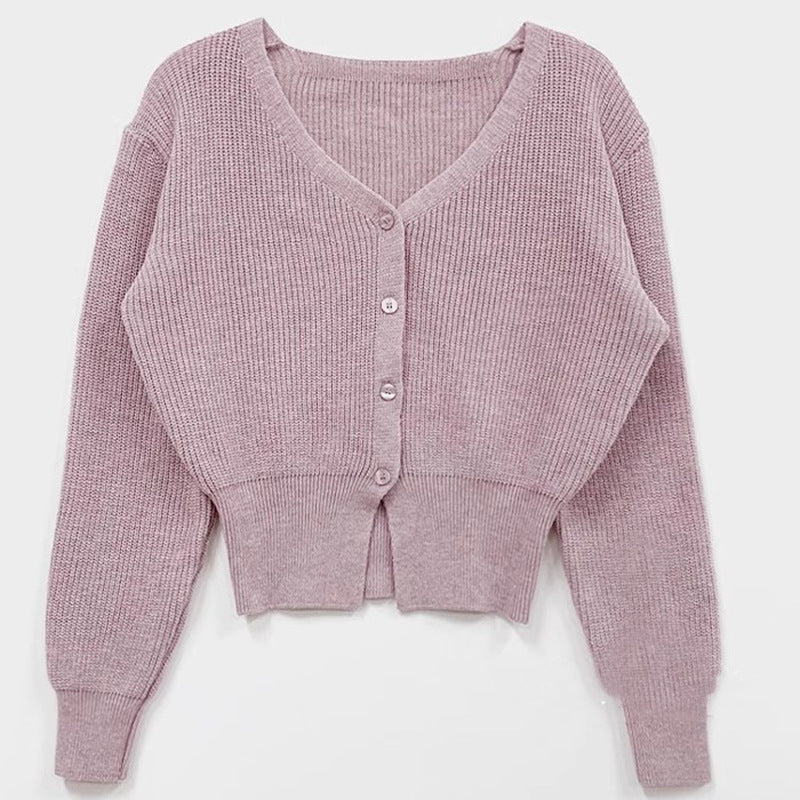 Temperament Waist-cinching V-neck Versatile Comfortable Long-sleeved Jacket For Women Pink Free Size