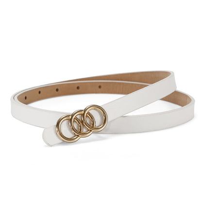 Women's Belt White Three-circle Simple All-matching Jeans White