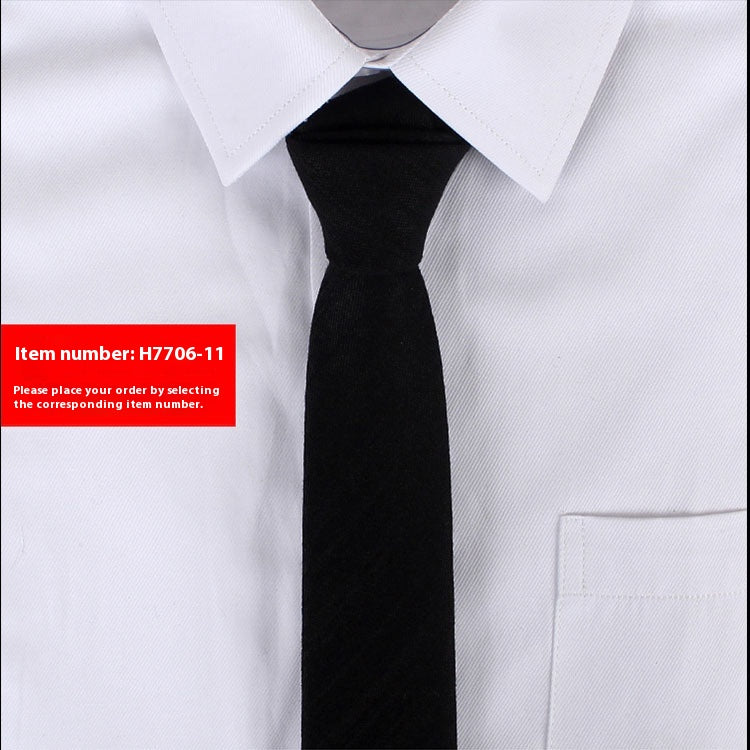 Solid Color Korean Style Narrow Cotton Men's 6cm Formal Wear Business Casual Wedding Tie H7706 11