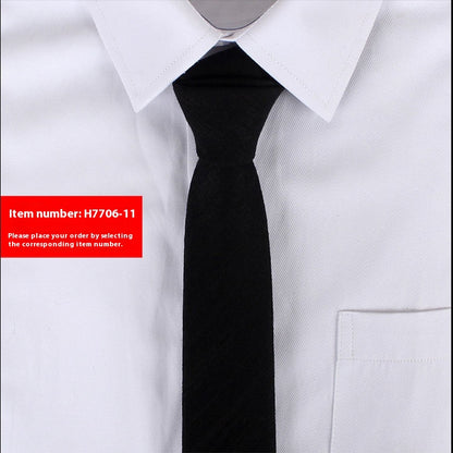 Solid Color Korean Style Narrow Cotton Men's 6cm Formal Wear Business Casual Wedding Tie H7706 11
