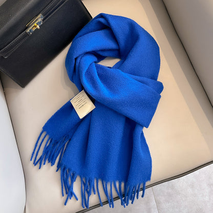 Personality Pure Wool Scarf For Women Sapphire Blue