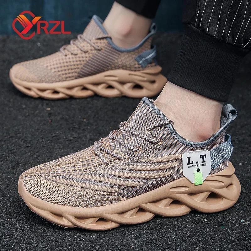 YRZL Mens Sport Shoes Breathable Lightweight Sneakers Outdoor Mesh Black Running Shoes Athletic Jogging Tenis Walking Shoes Man