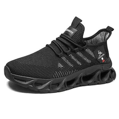 YRZL Sneakers Mens Sport Shoes Breathable Lightweight Outdoor Mesh Black Running Shoes Athletic Jogging Tenis Walking Shoes Man Black