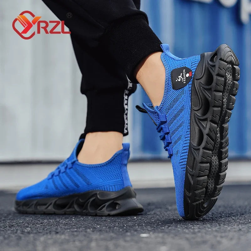 YRZL Sneakers Mens Sport Shoes Breathable Lightweight Outdoor Mesh Black Running Shoes Athletic Jogging Tenis Walking Shoes Man