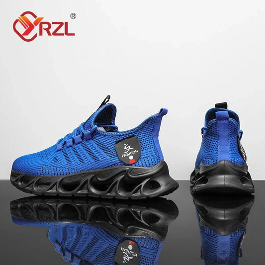 YRZL Sneakers Mens Sport Shoes Breathable Lightweight Outdoor Mesh Black Running Shoes Athletic Jogging Tenis Walking Shoes Man