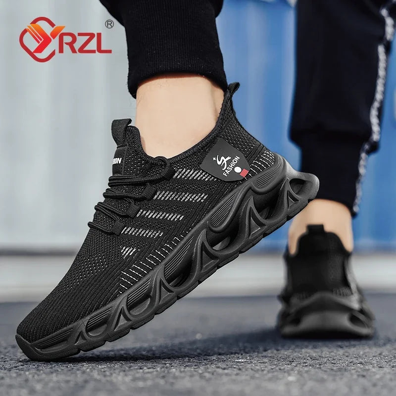 YRZL Sneakers Mens Sport Shoes Breathable Lightweight Outdoor Mesh Black Running Shoes Athletic Jogging Tenis Walking Shoes Man