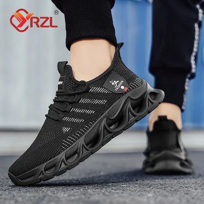 YRZL Sneakers Mens Sport Shoes Breathable Lightweight Outdoor Mesh Black Running Shoes Athletic Jogging Tenis Walking Shoes Man