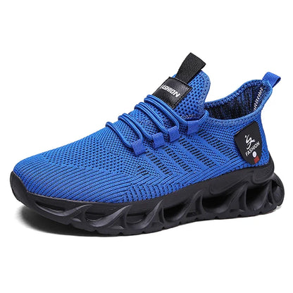 YRZL Sneakers Mens Sport Shoes Breathable Lightweight Outdoor Mesh Black Running Shoes Athletic Jogging Tenis Walking Shoes Man Blue