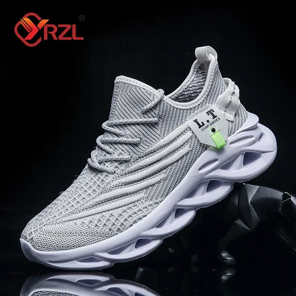 YRZL Mens Sport Shoes Breathable Lightweight Sneakers Outdoor Mesh Black Running Shoes Athletic Jogging Tenis Walking Shoes Man