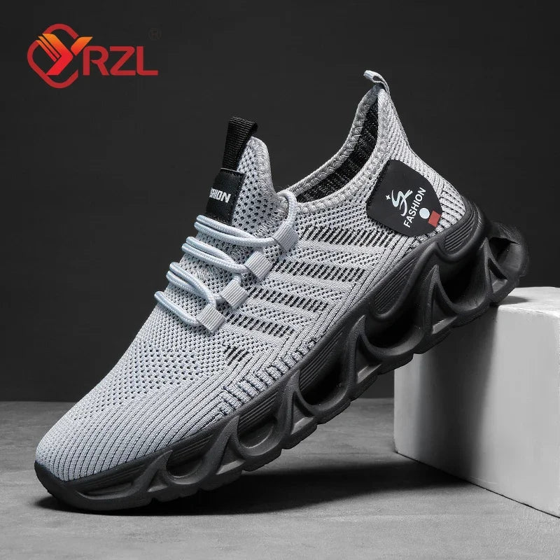 YRZL Sneakers Mens Sport Shoes Breathable Lightweight Outdoor Mesh Black Running Shoes Athletic Jogging Tenis Walking Shoes Man