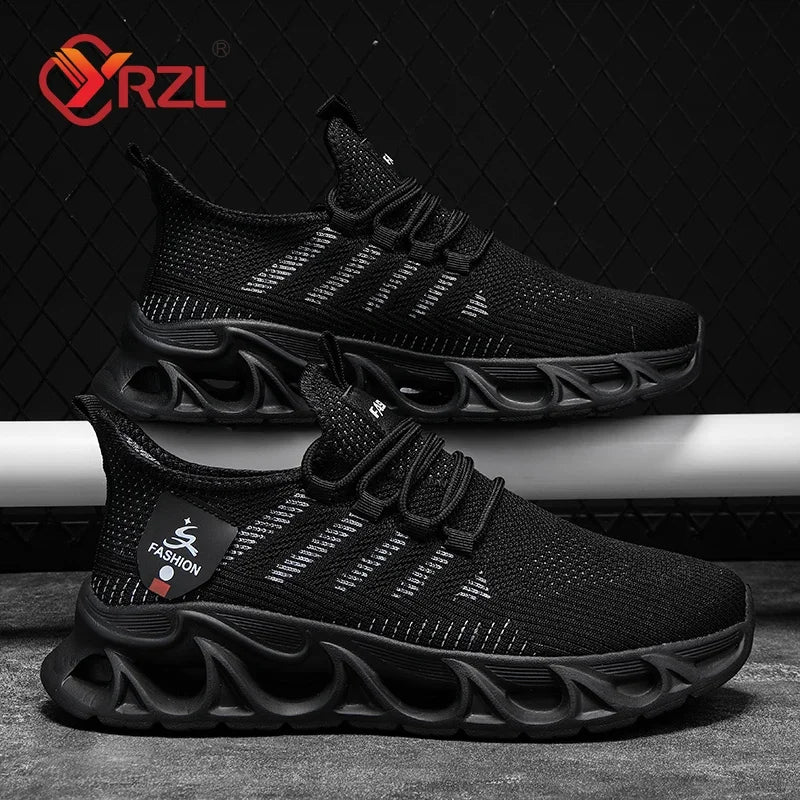 YRZL Sneakers Mens Sport Shoes Breathable Lightweight Outdoor Mesh Black Running Shoes Athletic Jogging Tenis Walking Shoes Man