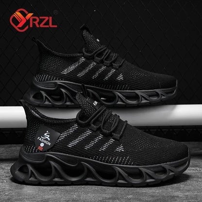 YRZL Sneakers Mens Sport Shoes Breathable Lightweight Outdoor Mesh Black Running Shoes Athletic Jogging Tenis Walking Shoes Man
