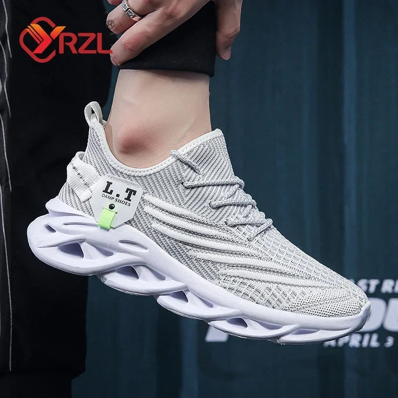 YRZL Mens Sport Shoes Breathable Lightweight Sneakers Outdoor Mesh Black Running Shoes Athletic Jogging Tenis Walking Shoes Man
