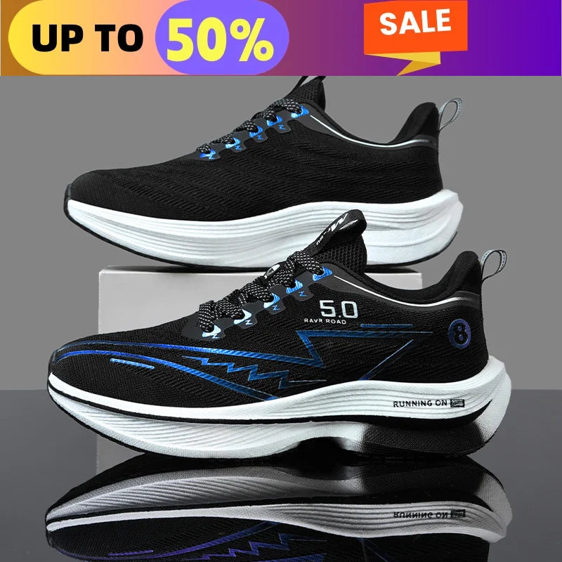 Marathon Sports Mens Running Shoes Air Cushion Breathable Lightweight Womens Comfortabl Athletic Nonskid Sneakers CarbonPlate X3-black