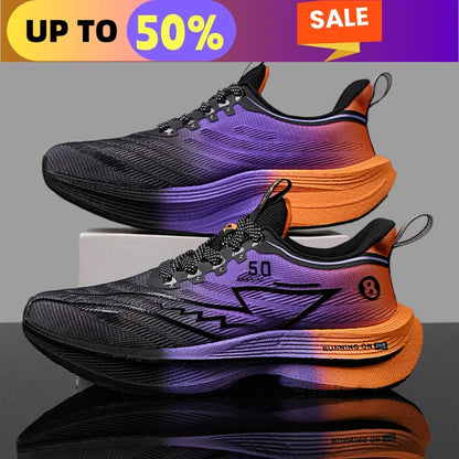 Marathon Sports Mens Running Shoes Air Cushion Breathable Lightweight Womens Comfortabl Athletic Nonskid Sneakers CarbonPlate X5-black YM