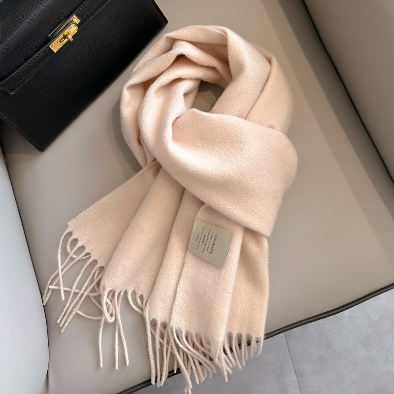 Personality Pure Wool Scarf For Women Beige