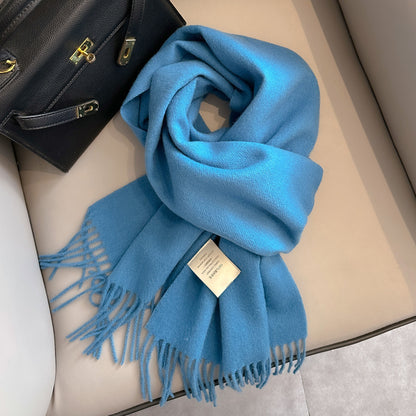 Personality Pure Wool Scarf For Women Sea Salt Blue