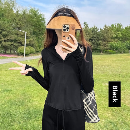Women's Thin Cool UV-proof Breathable Outdoor Sports Jacket Black