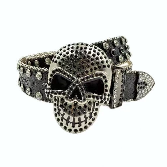 Halloween Subculture Skull Hip Hop Decoration Belt Black