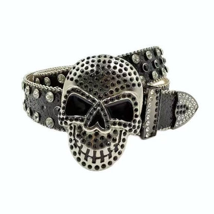 Halloween Subculture Skull Hip Hop Decoration Belt Black