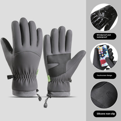 Fleece-lined Thick Waterproof And Cold-resistant Gloves 357 Gray