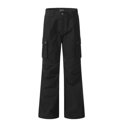 Workwear Men's Retro High-street Versatile Pants Black