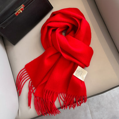 Personality Pure Wool Scarf For Women Red
