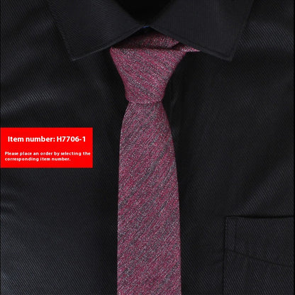 Solid Color Korean Style Narrow Cotton Men's 6cm Formal Wear Business Casual Wedding Tie H7706 1