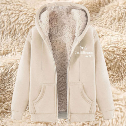 Men's Fleece-lined Hoodie With Thickened Lamb Wool For Winter 22 Apricot