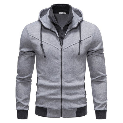 Sports Leisure Color-block Hooded Jacket Light Gray