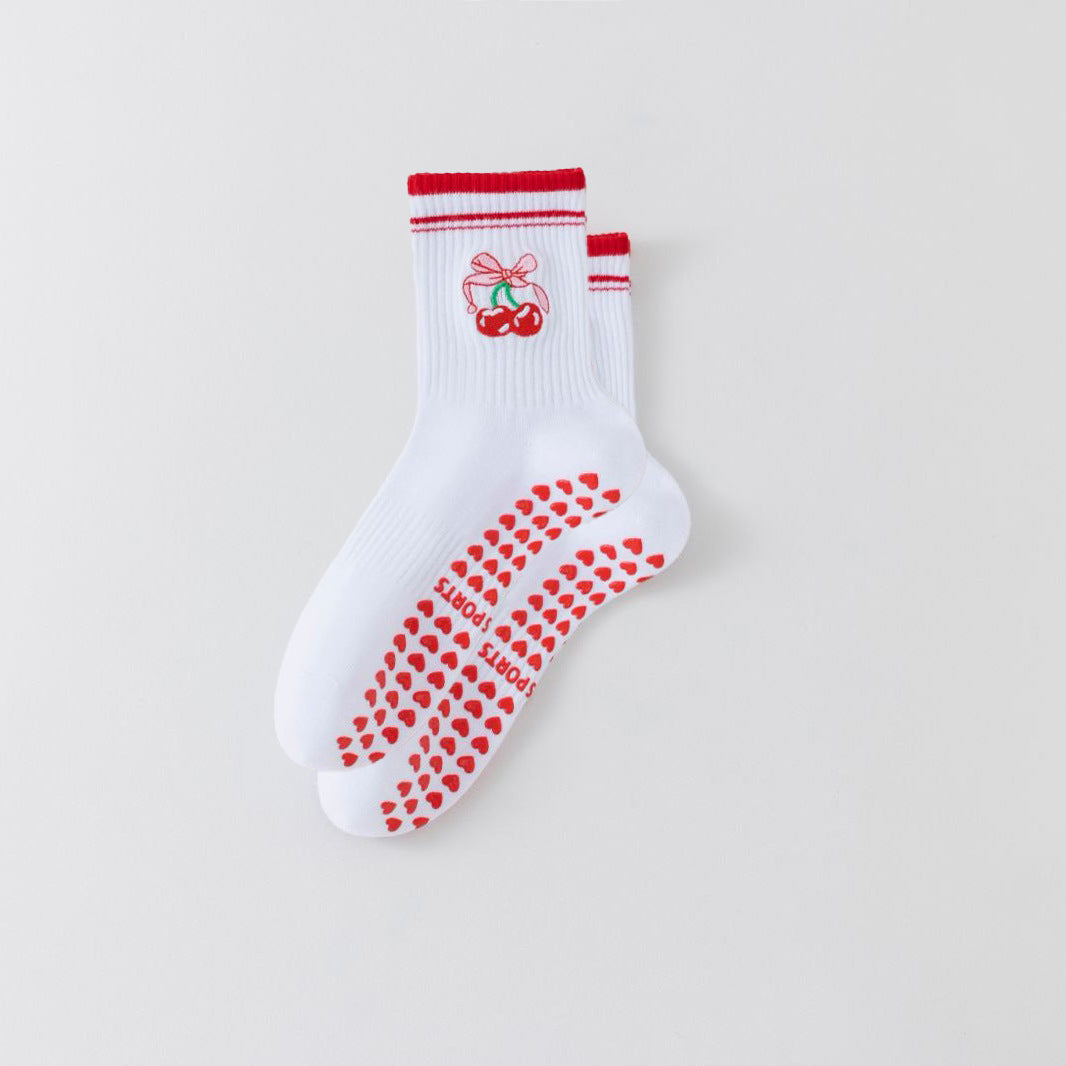 Women's Yoga Socks Professional Non-slip Red Cherry