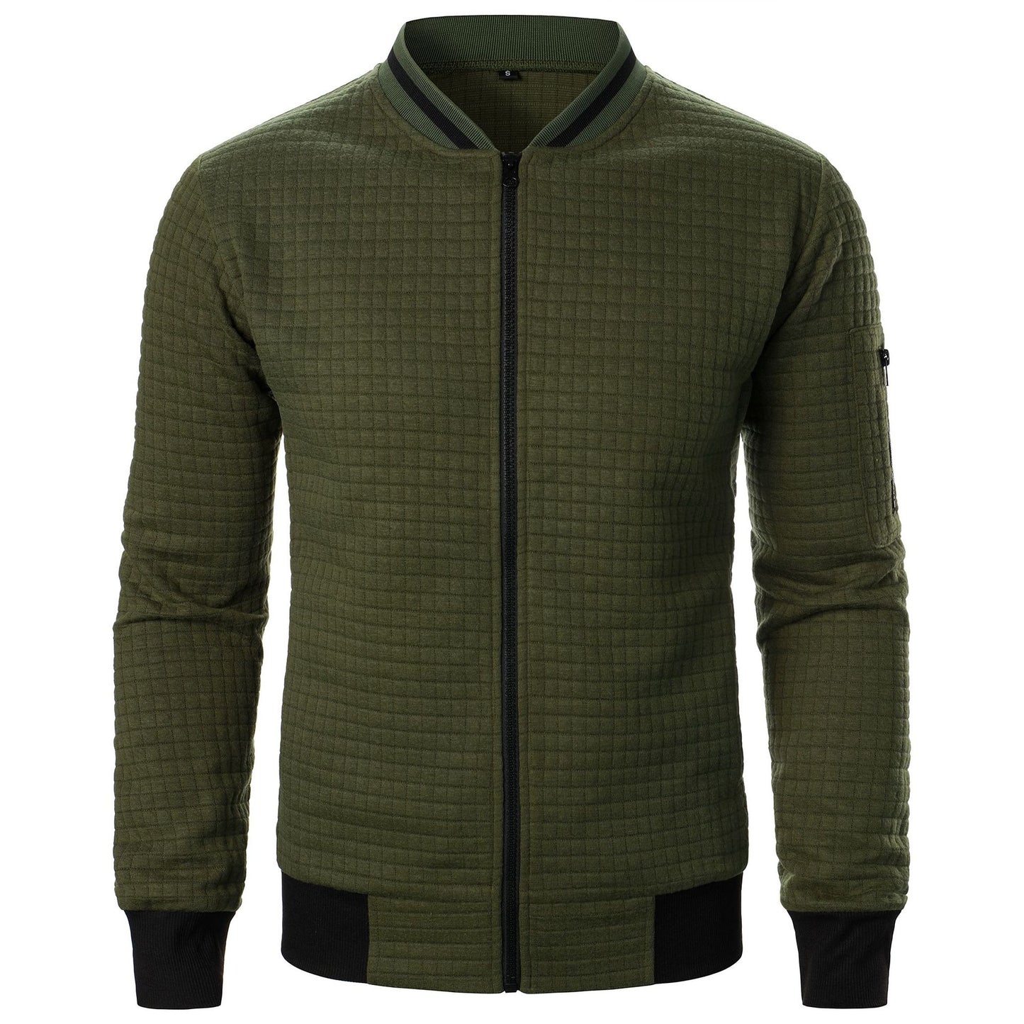 Men's Zip-up Stand Collar Sweatshirt Jacket Army Green