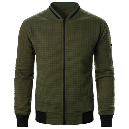 Men's Zip-up Stand Collar Sweatshirt Jacket Army Green