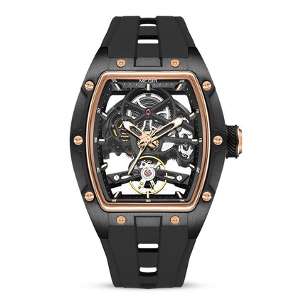 Men's Mechanical Watch Hollow Watch Black Shell Rose Surface