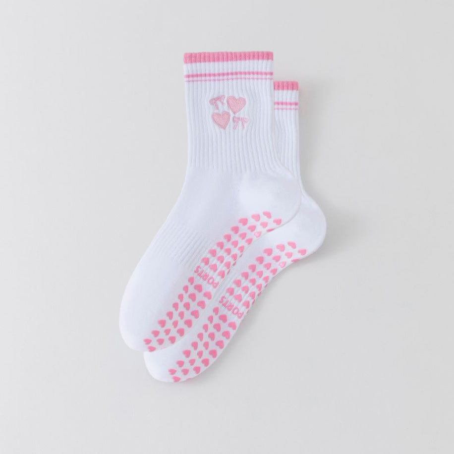 Women's Yoga Socks Professional Non-slip Pink Love Heart