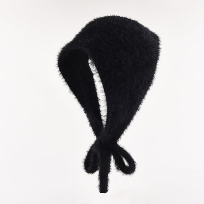 Women's Autumn And Winter Warm Plush Knitted Hat Black