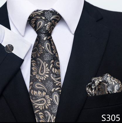 Men's Creative All-match Business Formal Wear Tie Scarf Cuff Buckle Set S305