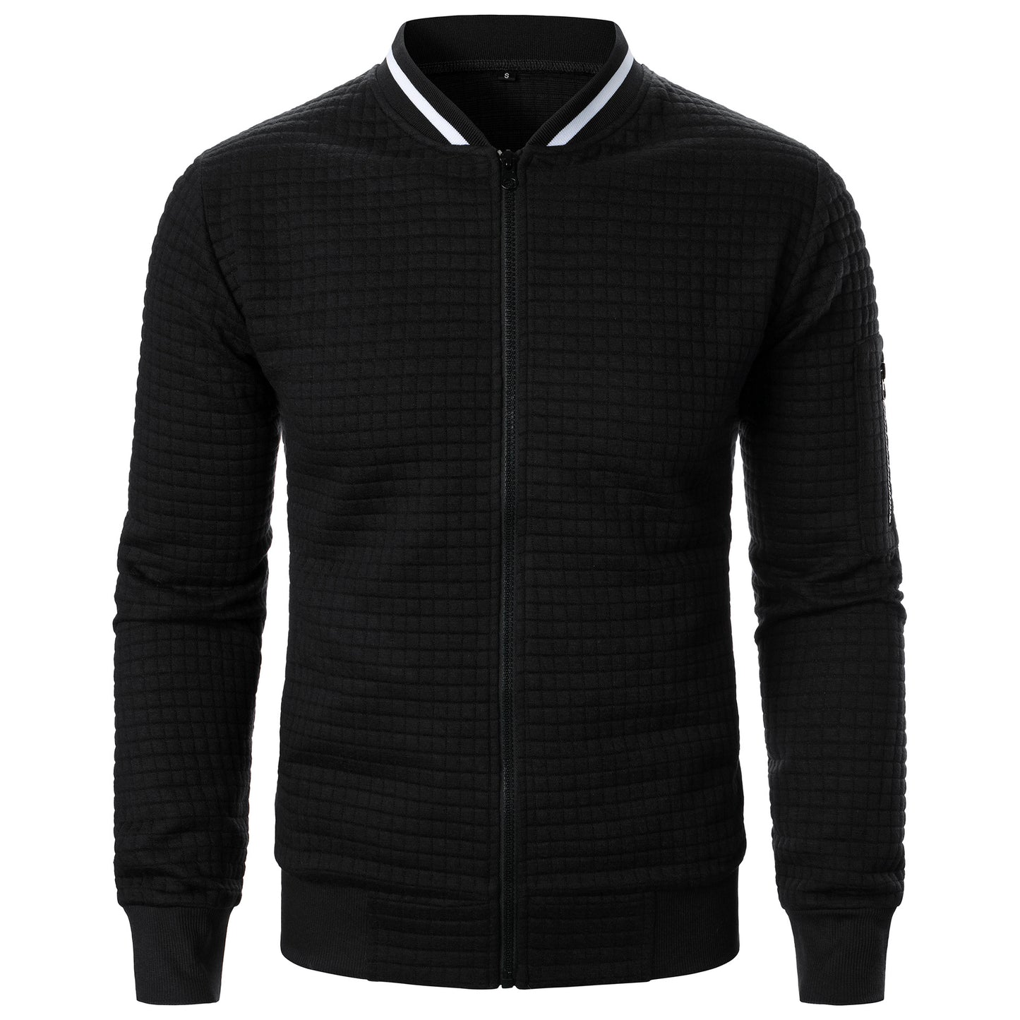Men's Zip-up Stand Collar Sweatshirt Jacket Black