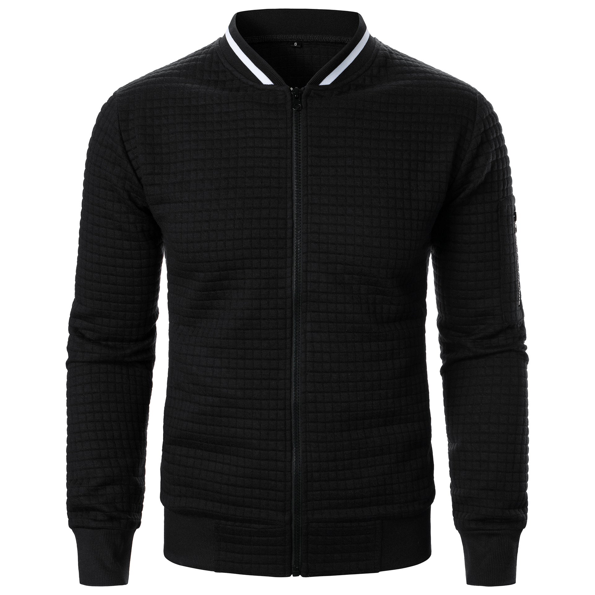 Men's Zip-up Stand Collar Sweatshirt Jacket Black