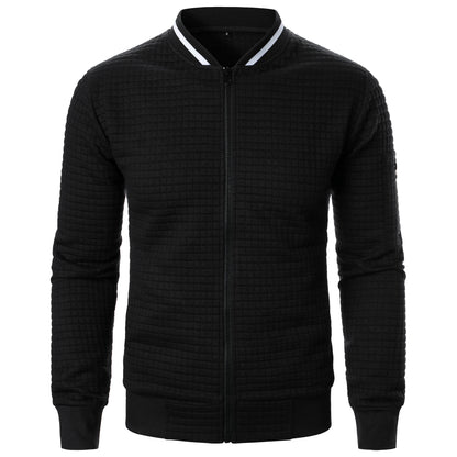 Men's Zip-up Stand Collar Sweatshirt Jacket Black